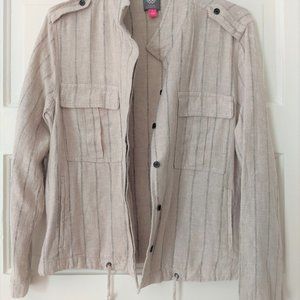 Vince Camuto Linen Blend Striped Drawstring Jacket
